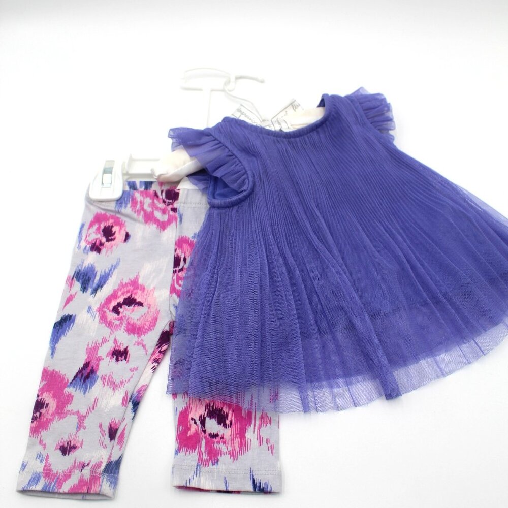 First Impressions Baby Girl's Purple Tulle Dress & Leggings Set 0-3 Months NWOT